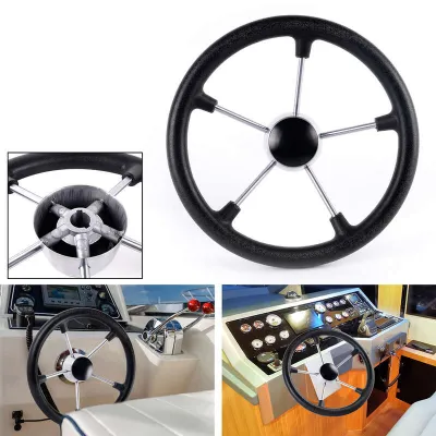 Vô thép không gỉ dùng cho hàng hải xuyên biên giới bánh lái du thuyền bằng bọt polyurethane vô lăng điều khiển tàu 13.5inch