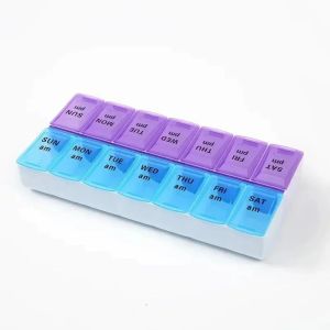 New Hot Premium Portable Large Weekly 7 Day 14 Grids Pill Box Organizer Cases Storage for Medicine Vitamin Supplements FishOils