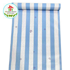 BHW Wallpaper Pink and White Striped Design PVC Self adhesive Waterproof Wallpaper Fabric Safety Home Decor Wall covering For Living Rome L20