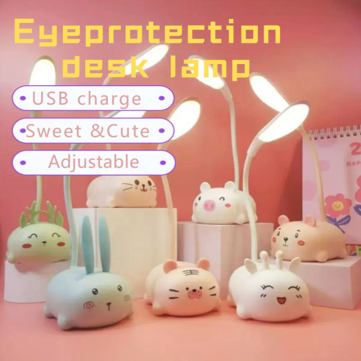 Adjustable Cartoon Cute Animals Table Lamp USB Rechargeable LED Night