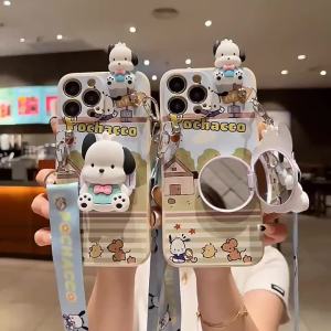 Cross-border applicable to Samsung note20 Papa phone case S25plus Pacha Dog Mirror A53 A16 Crossbody strap for women