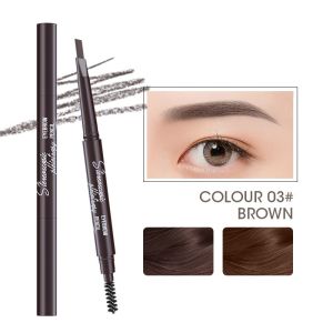 2026 nes Waterproof Long-Lasting Eyebrow Pencil Slim Dark Brown Double-headed Auto Rotation Eyebrow Brush