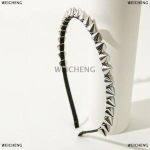 [COD] WEICHENG Gothic Punk Stud Rivet Headband Metal Studs Rivet Spikes Edgy Hair Band Alternative Fashion Headwear Studded Spike For Women Men