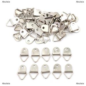 [COD] Abulaia 50pcs เงินสามเหลี่ยมกระจกแขวนสายคล้อง D-ring แขวนกรอบรูปตะขอ