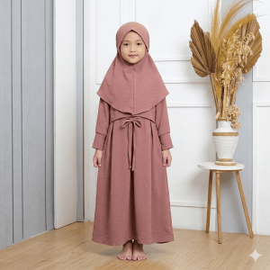 Gamis anak perempuan terbaru bahan Crinkle Airflow usia 3-12 tahun baju muslim anak perempuan