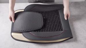 Car Wooden Bead Seat Cushion Singleseat Wood Bead Summer Cool Leather Car Seat Cover Breathable For Universal Car Chair Office