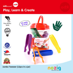 EDX Jumbo Tweezer for kids In A Jar Set of 12 Fine Motor Skills