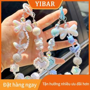 YIBAR Chống mất điện thoại di động dây đeo cổ tay chuỗi khối xây dựng tình yêu Bow Đính Cườm Mặt dây chuyền Keychain Túi treo trang trí