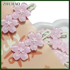 ZHUHAO อะนิเมะการ์ดแคปเตอร์ซากุระน่ารักสีชมพูดอกไม้สีครีมกิ๊บติดผมด้านข้างกิ๊บติดผมเด็กผู้หญิงกิ๊บติดผมน่ารัก