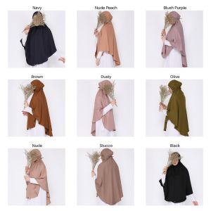 ELMAR HIJAB - Khimar Instan Clarissa Large JILBAB / KERUDUNG TALI / KHIMAR TALI TANPA PET MARYAM Hijab Jilbab Kerudung Khimar Bergo Instan Instant Tanpa Pet Tali Belakang Bahan  bergo Size XL maryam instan bahan premium grade A