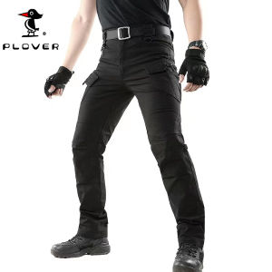 PLOVER Mens Outdoor Waterproof Cargo Pants tactical pants mens special forces  multi-pocket trousers wear-resistant