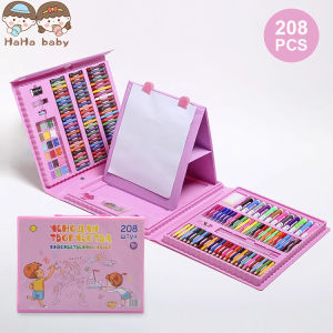 HAHA BABY 208 PCS Kids Super Mega Art Coloring Set Painting Set Color Set Water Color Pen Crayon Drawing Set For Children Gifts Tools Kit Boys Girls