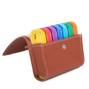 LIUJIR Container Weekly Pill Organizer Box Week Mark PU Carrying Case 7-Day Pill Organizer Convenient Reusable 28-Grid Vitamin Storage Vitamins Supplements