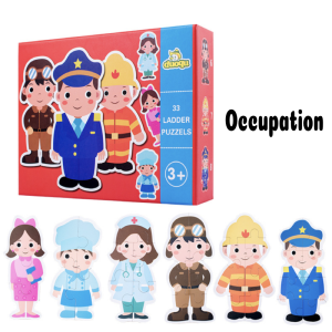 6 in 1 Kids Wooden Puzzle Advance Levelling Wood Jigsaw Puzzle Toys Early Learning Educational Toys for Baby Toddlers