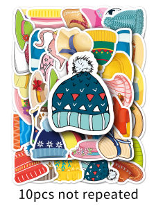 50PCS Cute Cartoon Beautiful Hat Sticker Unrepeated Color Cap Decal Furniture Refrigerator Decoration Sticker