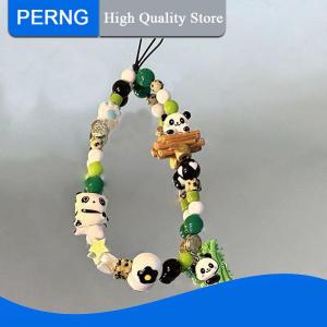 [PERNG] Tehe Chinese Style Cartoon Panda Beaded Phone Chain Anti-loss Phone Strap Charm Cute Pendant Lanyard For Girl Cell Phone Wrist Strap