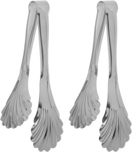 2Pcs Stainless Steel Shell Serving Tongs 8.85InBuffet Tongs for Appetizers Bread and Salads Small Kitchen Utensils