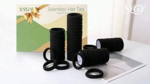 100PCS Black Hair Ties for Women Seamless Cotton Hair Bands No Crease No Damage Hair Tie for Thick Thin Hair Soft Ponytail Holders Hair Accessories for Girls