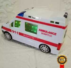 mainan anak laki mobil mobilan ambulance / mainan mobil ambulans pakai baterai nyala lampu LED variasi dan ada suara sirine