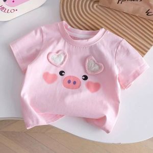 Áo Thun Cho Bé Gái Mùa Hè Cotton 100 Tay Ngắn - Áo Phông Trẻ Em Cổ Tròn Thoáng Mát Dễ Phối Đồ