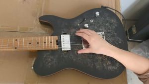 Tree Burl Top Electric Guitar 6 Strings Okoume Body 39 Inch Matte with Roasted Maple Neck Blue&Black Color High Quality Guitarra2026