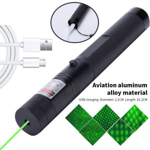 Tactical Green Laser Pointer High Power Pen Laser Flashlight Laser pointer Adjustable Focus Hunting AccessoriesUSB