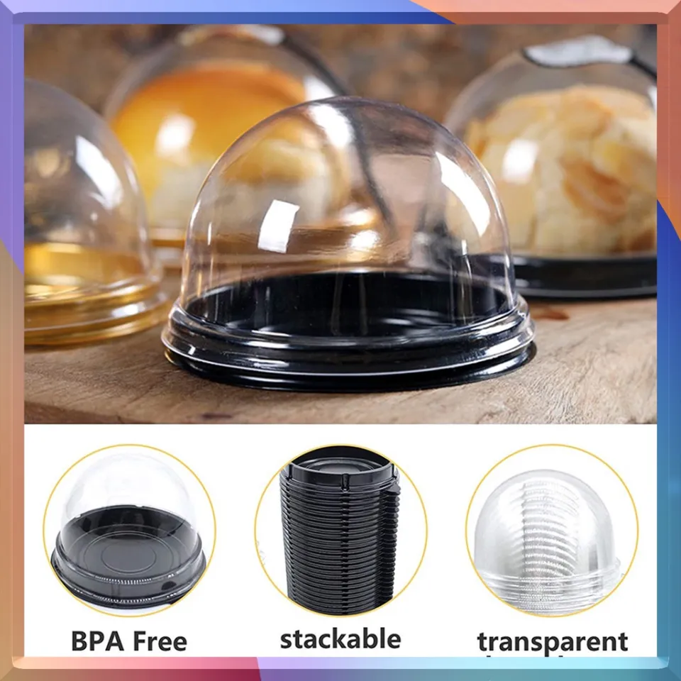 50pcs Mini Clear Plastic Cupcake Boxes Cake Packaging Boxes Muffin Pod Dome  Box Baking Tools Festival Party Baking Tools