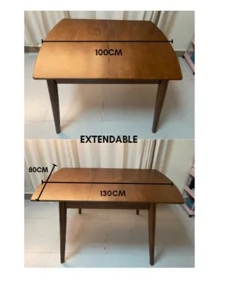Yali Home Extendable Dining Table with FreeComforter Wood Table 4-6 Seater solid wood extend 100cm to 130cm #910 #921