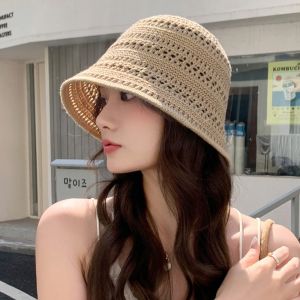IFFINE DệT  Mũ ngư dân Có thể gập lại Rộng vành Mũ che nắng Thường ngày Chống nắng Mũ đi biển khoét lỗ