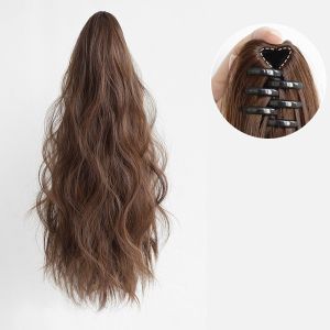 YOCKY Smooth Invisible Black Girls Heat Resistant Fiber Women Curly Wavy Hair Accessories Ponytail Wig Hair Extension Pony Tail Hairpiece Claw Clip Ponytail