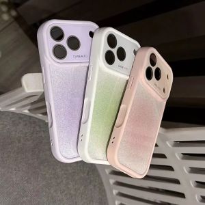 Glitter Sparkling Gradient Blending Bumper Phone Case For iPhone 17 16 15 14 Pro Max Bright Candy Camera Protector Thicken Cover