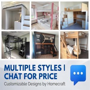 Custom Loft Bed with Desk & Wardrobe Space Saving All-in-One Bedroom Study Table Cabinet System BTO Condo HDB Designer Kids Bed