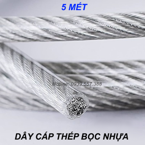 DÂY CÁP THÉP BỌC NHỰA CÁP LỤA BỌC NHỰA CÁP MẠ KẼM BỌC NHỰA PVC PHI 5mm CHỐNG GỈ SÉT