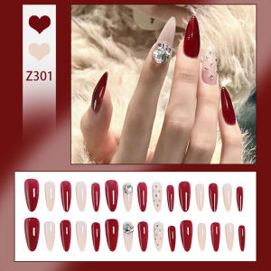 DD301 การออกแบบใหม่ เล็บปลอม ประดับเพชร เล็บปลอมเจลแท้ เล็บปลอมสำเร็จ การออกแบบกันน้ำ กล่องละ 24 ชิ้น