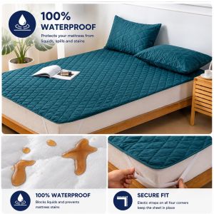 Waterproof Quilted Mattress Protector All-seasons Bed Cover No noise Mattress Cover Super Soft Fully Cover