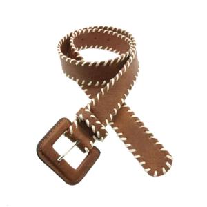 เข็มขัดหนัง PU พร้อมหัวเข็มขัดสำหรับกางเกงยีนส์หรือเดรสสายรัดเอวเชือกทอสีน้ำตาลแบบย้อนยุค