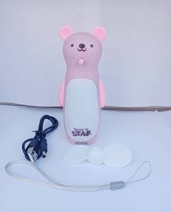 พัดลมพกพา มีไฟ ชาร์จไฟได้ รูปหมีน่ารัก portable multifunctional fan