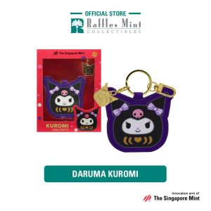 Sanrio Daruma Leatherette Bag Charm with 24K Gold-Plated Charm (Kuromi / Cinnamoroll) [The Singapore Mint]