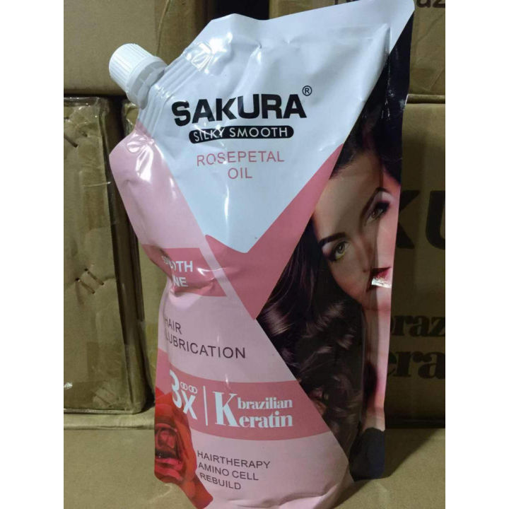 SAKURA Silky Smooth Brazilian Keratin Smooth Shine Hair Lubrication 1000ml