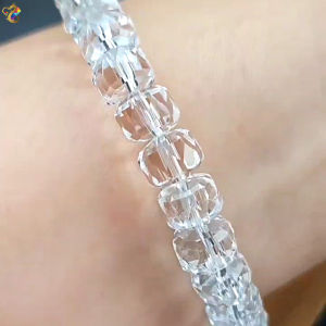 Collection Grade Clear Quartz Abacus Rondelle Bracelet (Faceted / Normal)