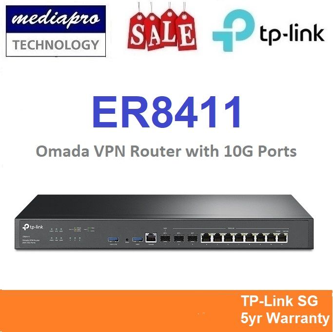 TP-LINK ER8411 Omada VPN Router with 10G Ports - 5 Year Local TP