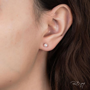 12MM Rosaline Pearl Earrings Embellished with Crystal Rosaline Pearls  Rhodium Plated Lead Free & Nickel Free Titanium Post