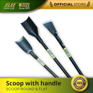 [SAMLEE M2222 HQ] Scoop with Handle Thick / Thin / Flat [Cangkul Skop Pasir Kecil] Besi Japan (Heavy Duty)