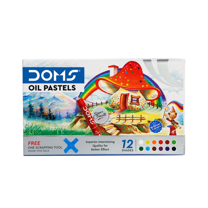 DOMS Oil Pastel Super Smooth 12 Colors with FREE SCRAPING TOOL | Lazada PH