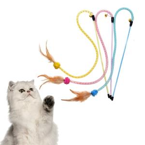 Gói của 3 đàn hồi mèo Cây Đũa phép đồ chơi với lông tip Lưới ống dính thúc đẩy mối quan hệ và khỏe mạnh trọng lượng quản lý