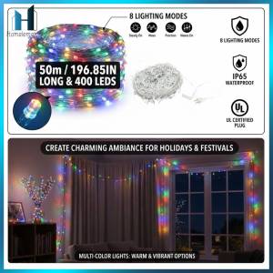 【Homelements】（🎅Christmas🎄） 400 LED 50M Christmas LED Fairy Lights IP65 Waterproof 8 Modes Outdoor Holiday Decoration Plug-in Power