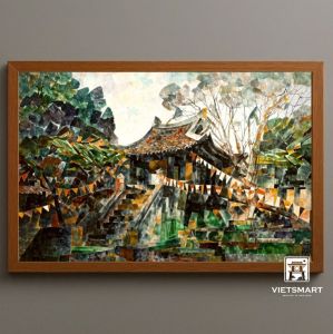 Tranh Nghệ thuật "Chùa Một Cột Ở Hà Nội" VIETSMART ART - Sơn dầu trên toan vải 60 x 90cm