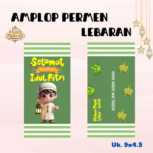 Amplop Permen Lebaran PREMIUM Custom 15 Pcs - 9x45 cm Bahan tebal berkualitas