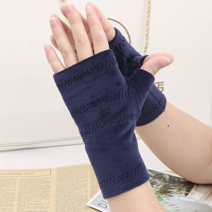 Autumn And Winter High-elastic Velvet Warm Half-finger Gloves For Men And Women