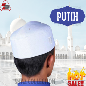 Kopiah Tahfiz Kain Keras [Putih/Hitam]